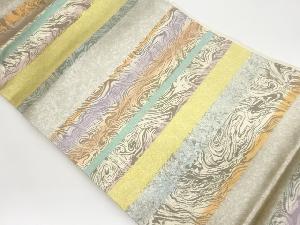 引箔横縞に抽象模様名古屋帯